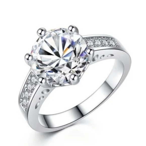 NEW .925 Sterling Silver CZ Solitaire Filigree Ring Luxury Avant Garde Elegant - Picture 1 of 12